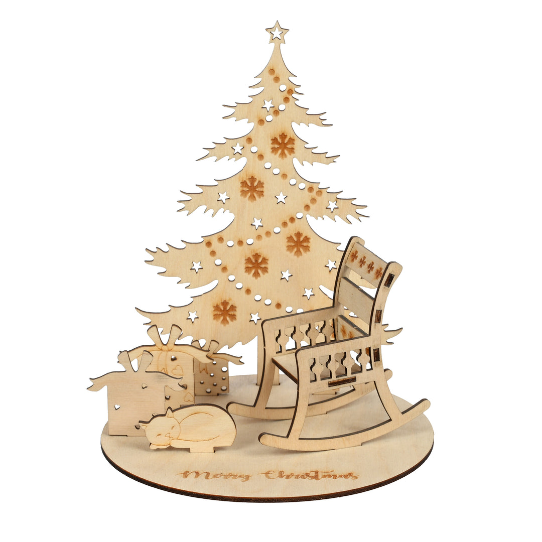 Christmas tree with Chair, Cat & Gift - The Engraved Store