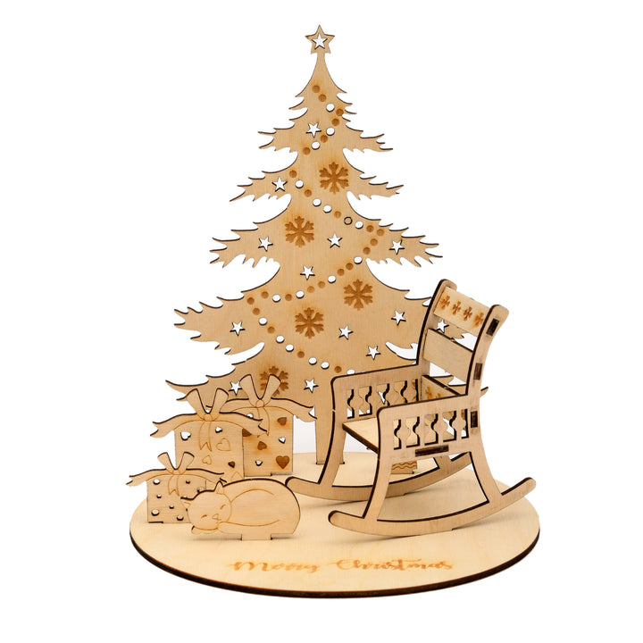 Christmas tree with Chair, Cat & Gift - The Engraved Store