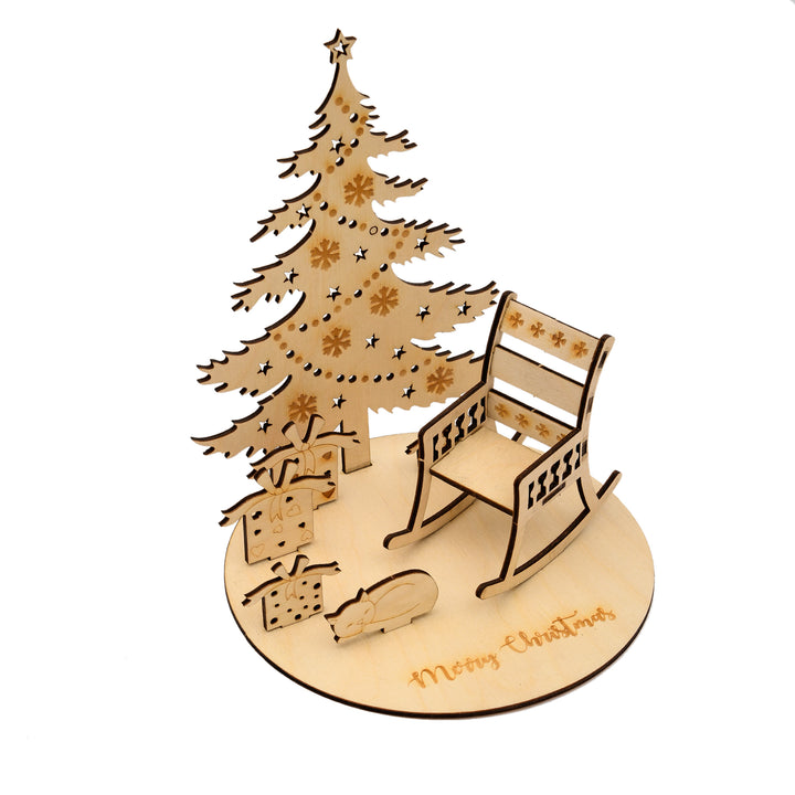 Christmas tree with Chair, Cat & Gift - The Engraved Store