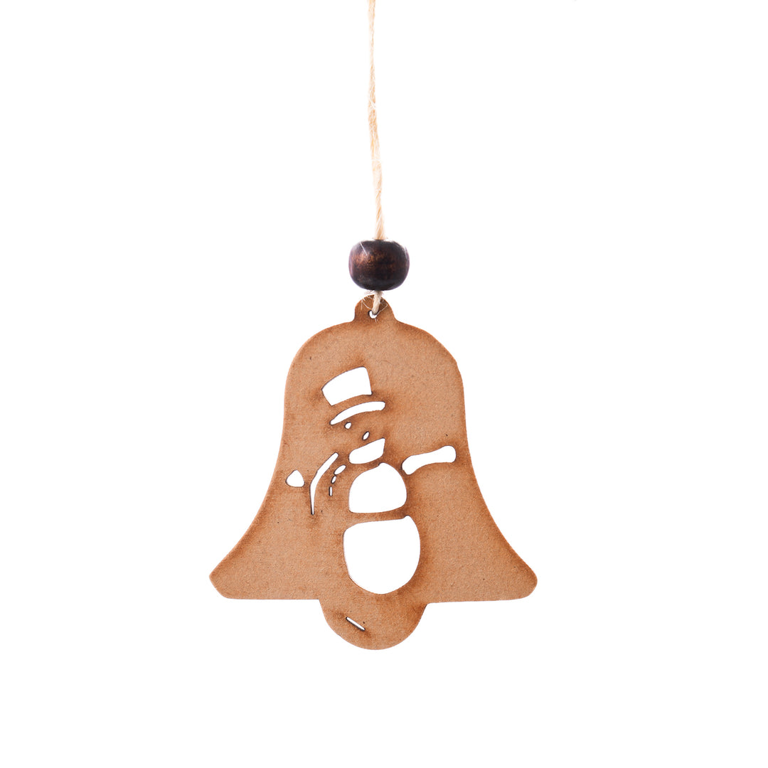 Wooden Christmas Tree Bell With Snowman Engraved - The Engraved Store