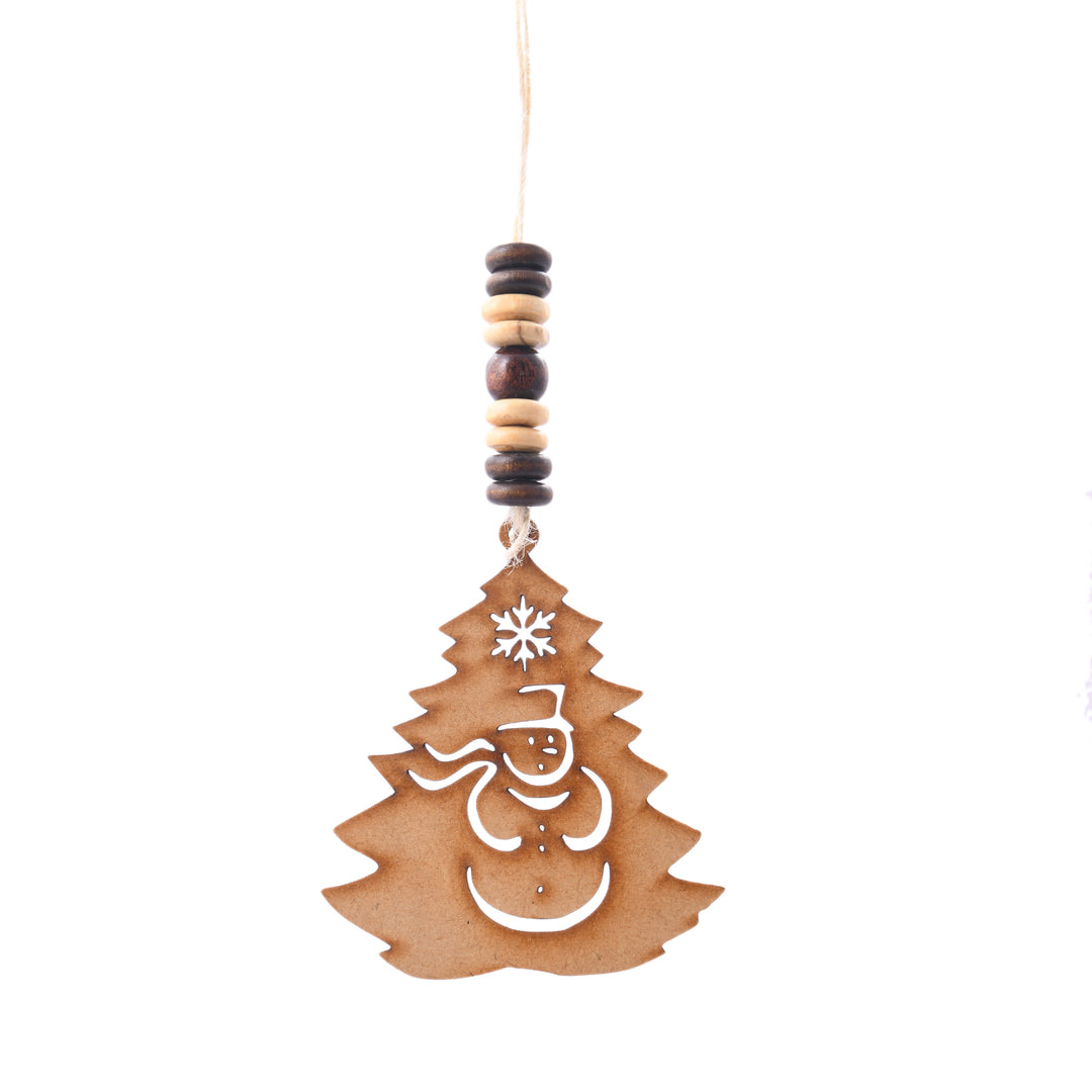 Snowman Engraved on Christmas Tree Wooden - The Engraved Store