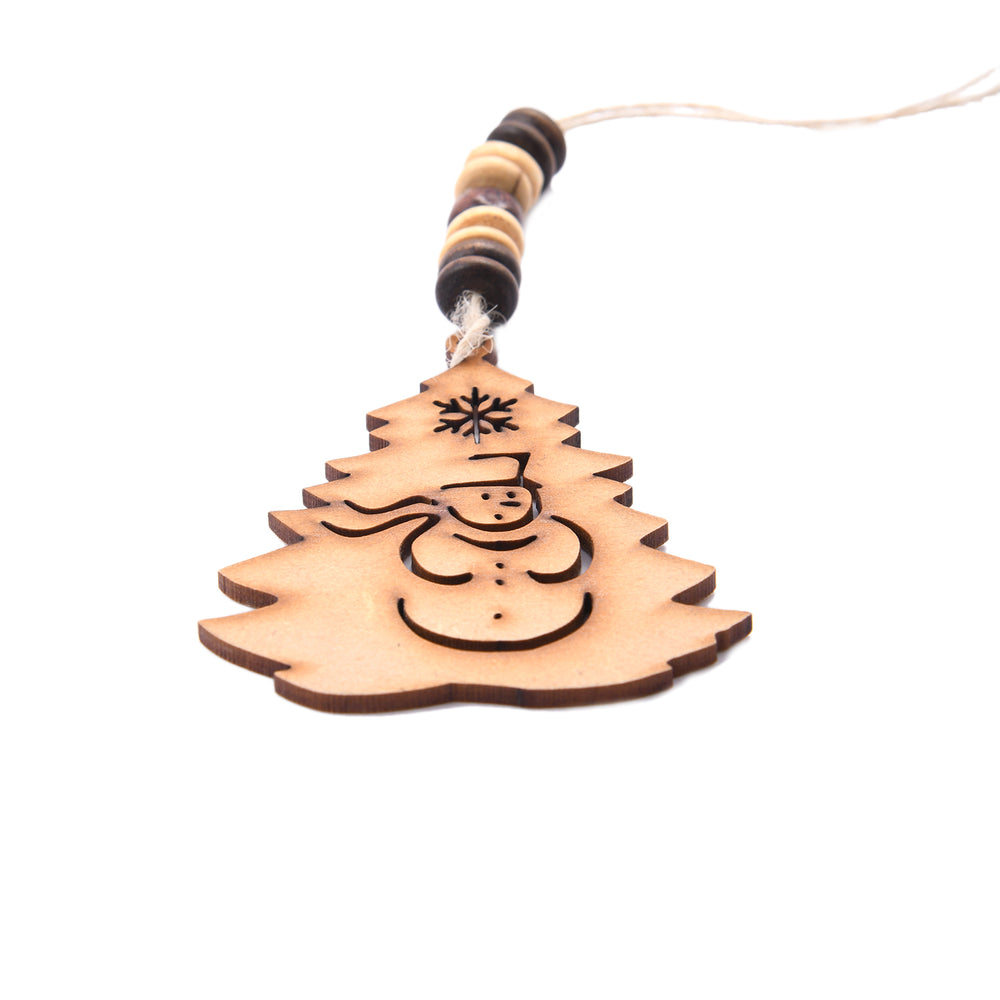 Snowman Engraved on Christmas Tree Wooden - The Engraved Store