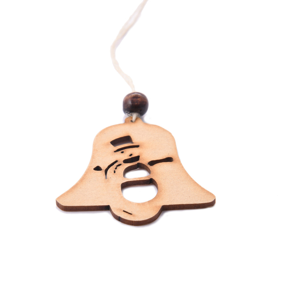 Wooden Christmas Tree Bell With Snowman Engraved - The Engraved Store