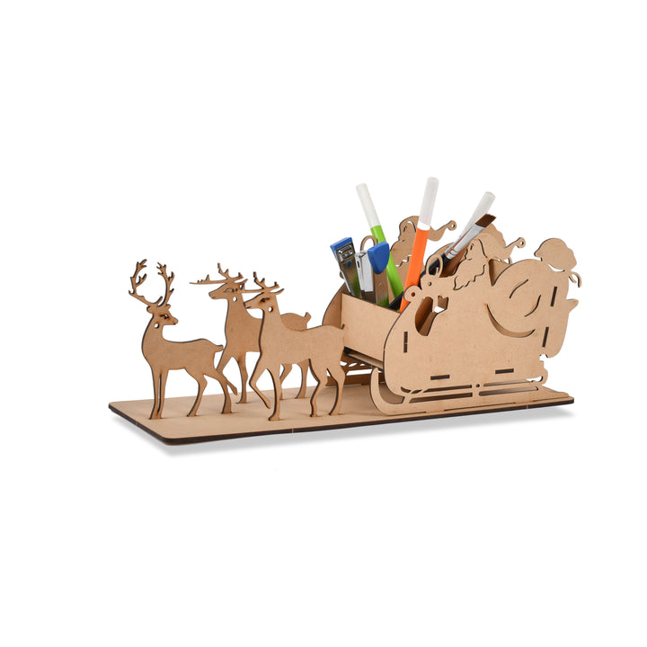 Wooden Santa's Sleigh Pen & Pencil Stand (Wooden)